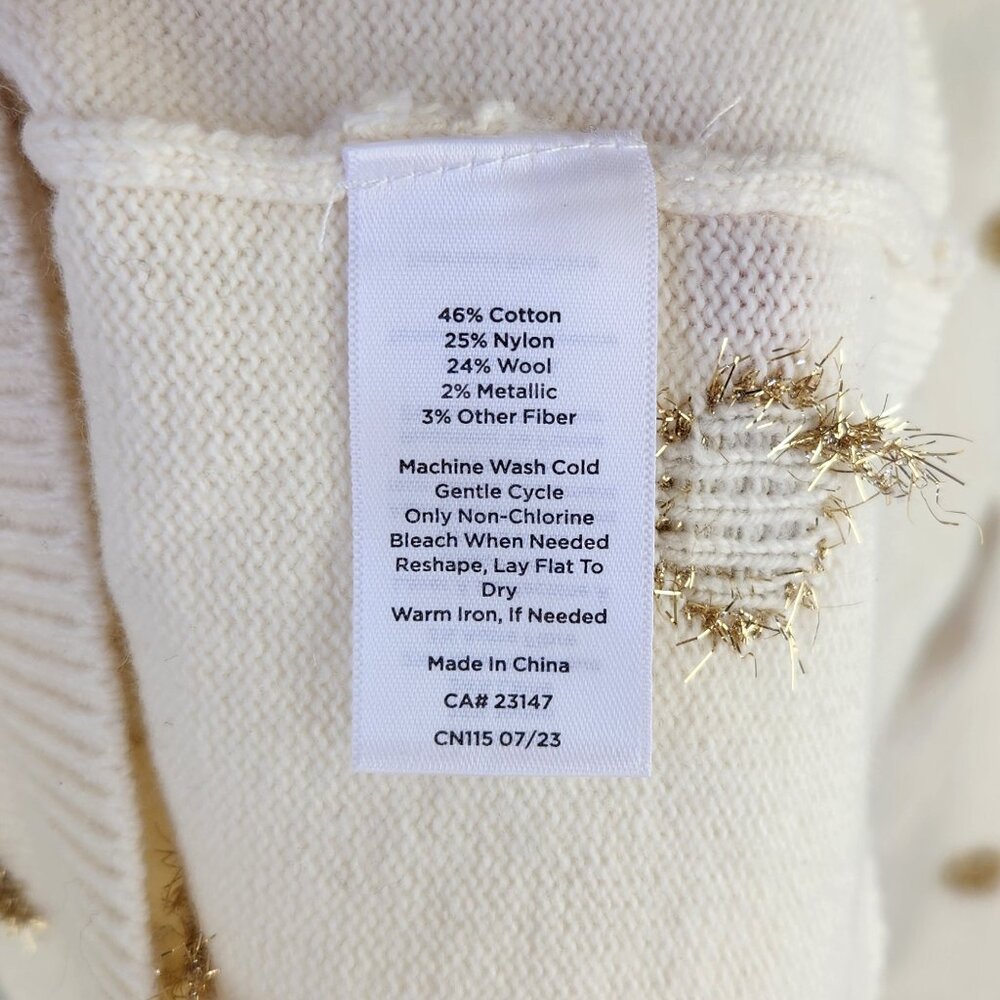 NWT Talbots Metallic Tinsel Polka Dot Wool Blend Crewneck Sweater XS Petite - Picture 8 of 9